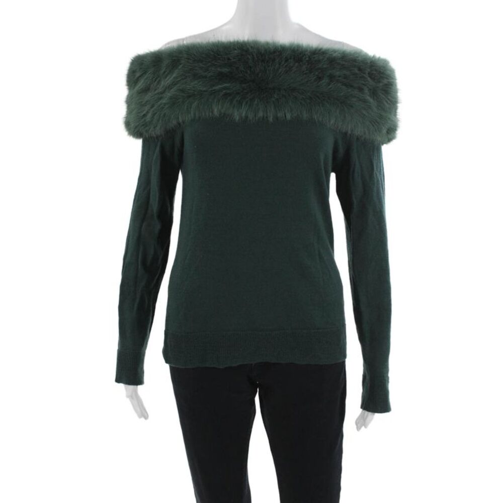 Adrienne Landau Womens Green 100% Wool Pullover Sweater Long Sleeve Size M
